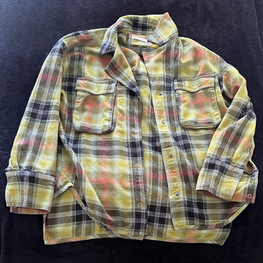 Free People Oversized Izzy Plaid Flannel Jacket
